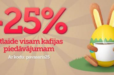 Salonveikalā “Kafijas Draugs” -25% atlaide visam kafijas piedāvājumam