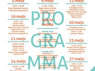 Spīķeri aicina uz pasākumiem maijā